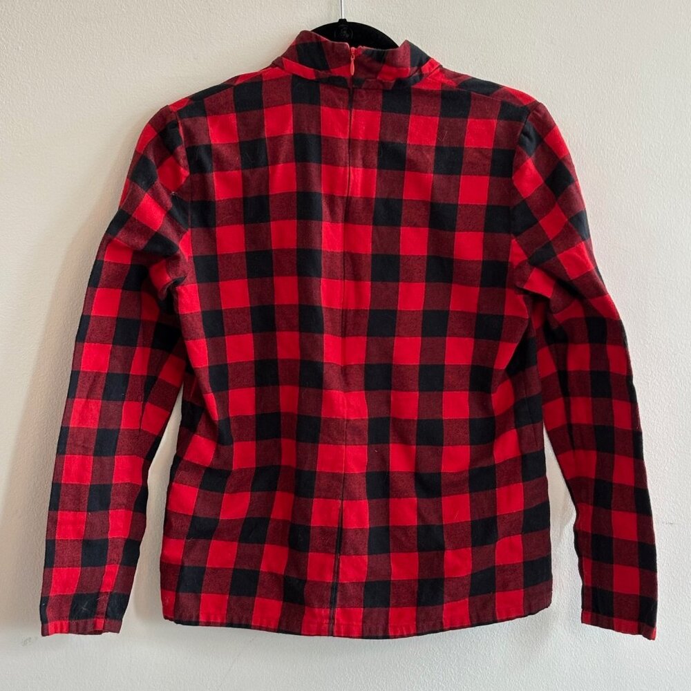 Kate Spade Saturday Buffalo Check Long-Sleeve Blouse - Red and Black, Size S - Picture 3 of 4